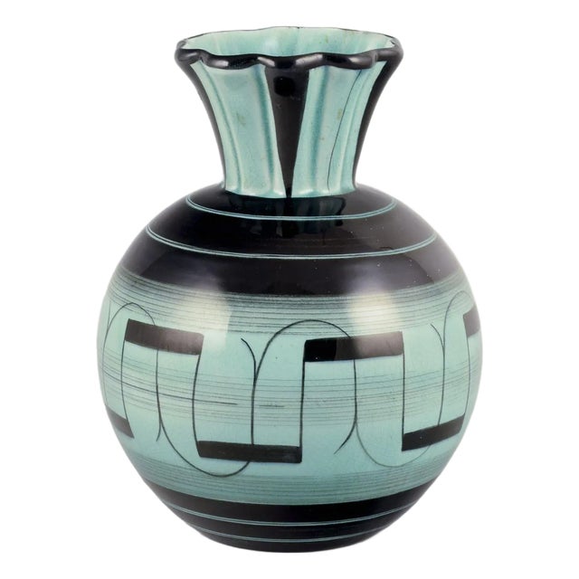 Large Art Deco Faience Vase by Ilse Claesson for Rörstrand, 1940 For Sale