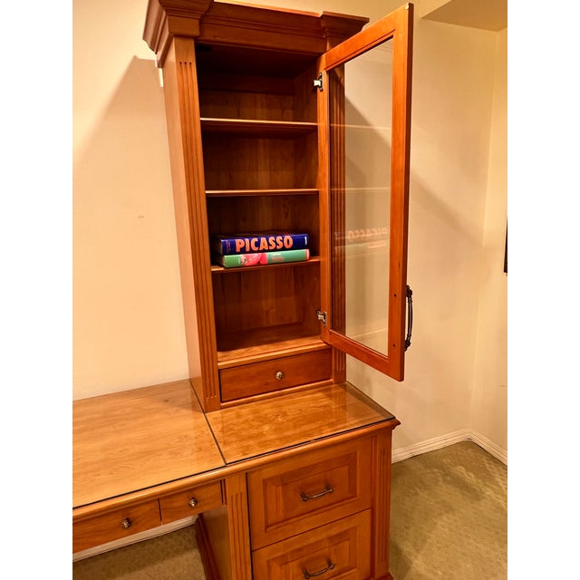 Large Architectural Executive Office Suite – Desk + Dual Display Towers + Matching Cabinet For Sale In Los Angeles - Image 6 of 18