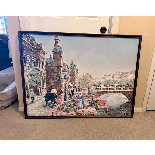 1960s VTG Vanguard Studios MCM Paris Cityscape Signed Oil Painting For Sale - Image 5 of 9