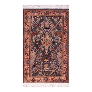 Shabby Chic Pak-Persian Blue/Red Wool Rug - 2'6'' X 4'2'' For Sale