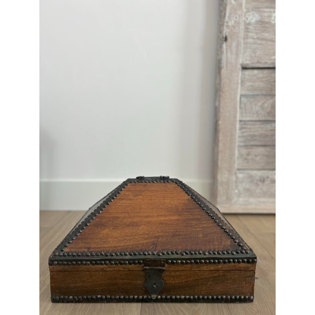 Vintage Indian Dowry Box – Pyramid Lid With Iron Studs | Chairish