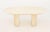 Karl Springer Attributed "Knife Edge" Goatskin Extending Dining Table, with three central leaves on two half circle...