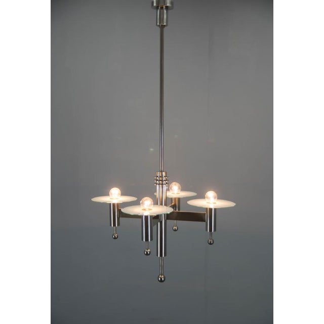 Vintage Nickel-Plated Chandelier, 1920s For Sale - Image 12 of 14