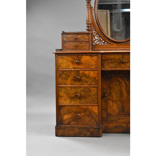 Victorian Burr Walnut Dressing Table, 1860s For Sale - Image 3 of 12