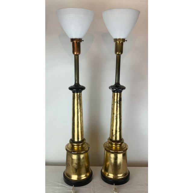 1960s Pair of 1960’s Reverse Painted Glass Lamps by Paul Hanson For Sale - Image 5 of 12
