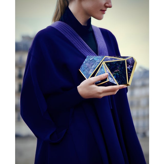 2020s Azura Asymmetric Minaudiere in Violet Shell Inlay For Sale - Image 5 of 6