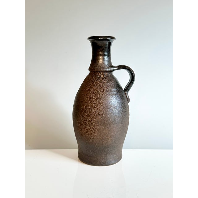 Hand-Thrown Studio Ceramic Vase with Handle and Lava-Effect Glaze, Germany, 1970s For Sale - Image 13 of 13