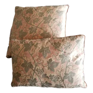 Contemporary Fortuny Fabric Pillows- a Pair