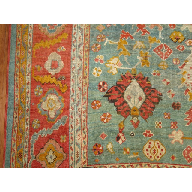 Green Orange Antique Oushak Rug For Sale - Image 17 of 18