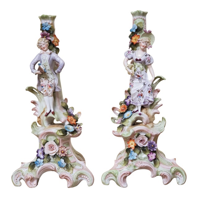 Antique Porcelain German Candle Holders a Pair Chairish