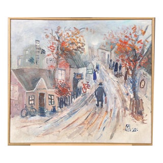 Kai Nielsen, Bygatan, Framed, 1950s, Oil Painting on Panel, Framed For Sale