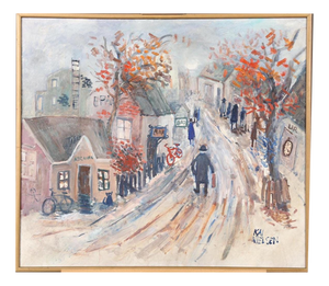 Kai Nielsen, Bygatan, Framed, 1950s, Oil Painting on Panel, Framed