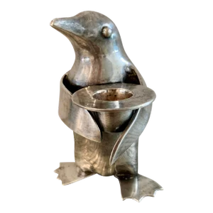 Restoration Hardware Silver Penguin Candle Holder