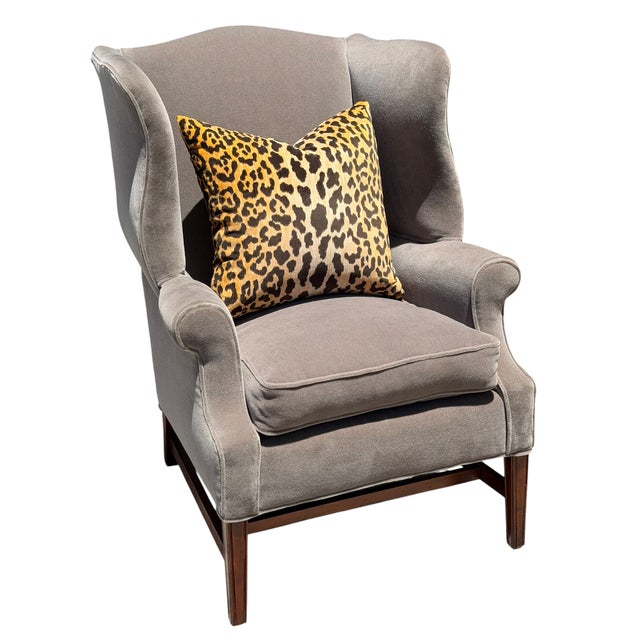 Antique Georgian Wingback Mohair Arm Chair For Sale - Image 4 of 7