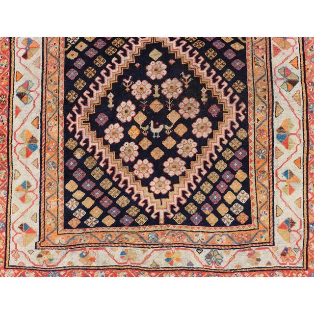 Antique Persian Tribal Shiraz in Wool With Tribal Medallion Design For Sale - Image 10 of 12