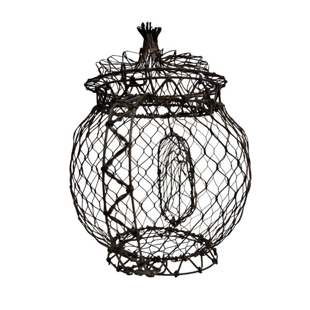 Very charming, very vintage folk art egg basket in the shape of a teapot. Great shelf appeal and fresh from the flea market!
