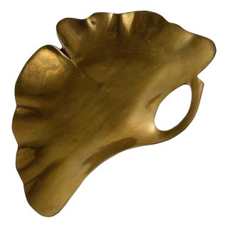 Mid-Century Brass Ginko Leaf Vide-Poche Catchall For Sale