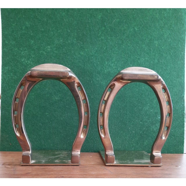 Late 20th Century Lucky Brass Horseshoe Bookends For Sale - Image 5 of 5