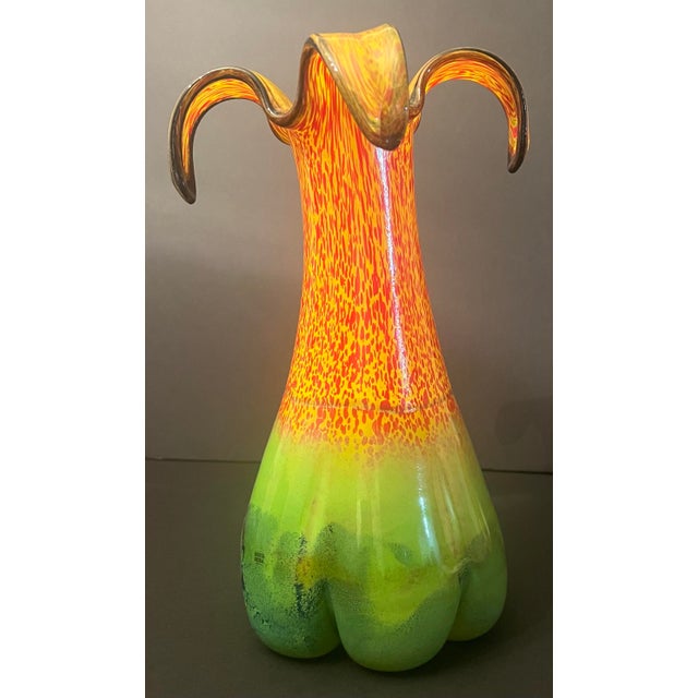 Stunning Art Vase by Art House, Kosta Boda Handblown by Swedish Artist, Ludvig Lofgren. Mid-Century Style. Vibrant!! For Sale - Image 11 of 12