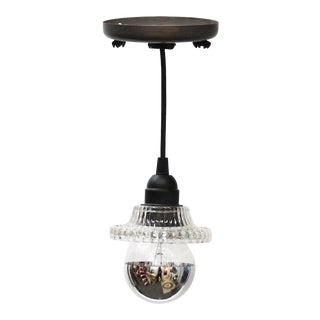 Vintage 1930's Crystal Shade Pendant Light For Sale