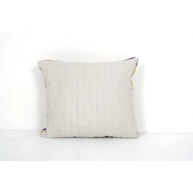 Early 21st Century Square Purple Silk Ikat Velvet Pillow Cover For Sale - Image 5 of 6