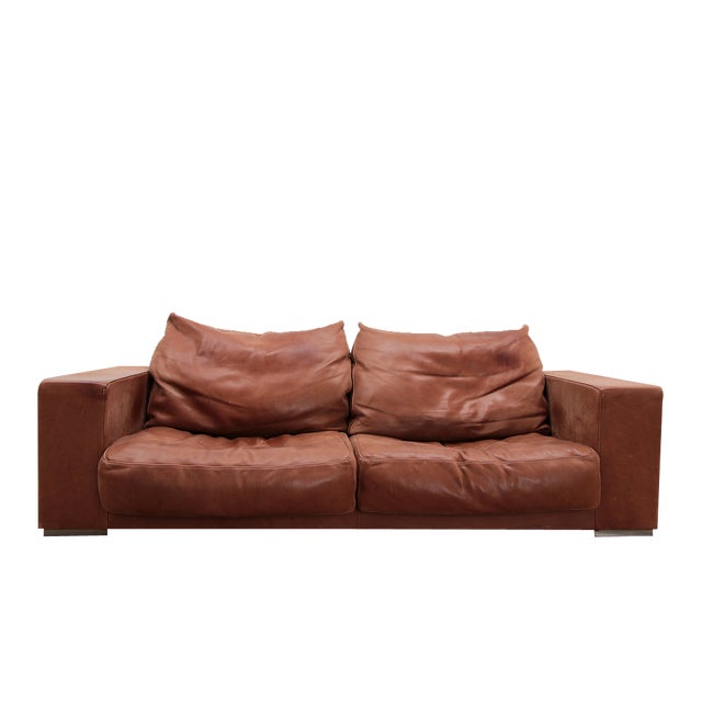 Vintage Budapest Sofa in Cognac Color by Paola Navone for Baxter, 1990s For Sale