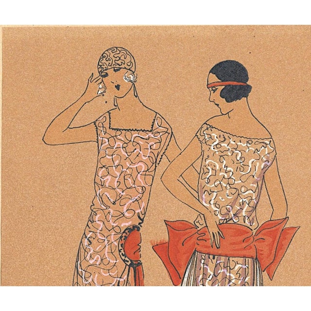 Mauve 1922 Set of 2- French Art Deco Fashion Pochoirs For Sale - Image 8 of 9