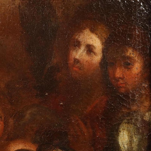 Blue Unknown, Holy Family and Angels, 17th century, Oil on Canvas, Framed For Sale - Image 8 of 12