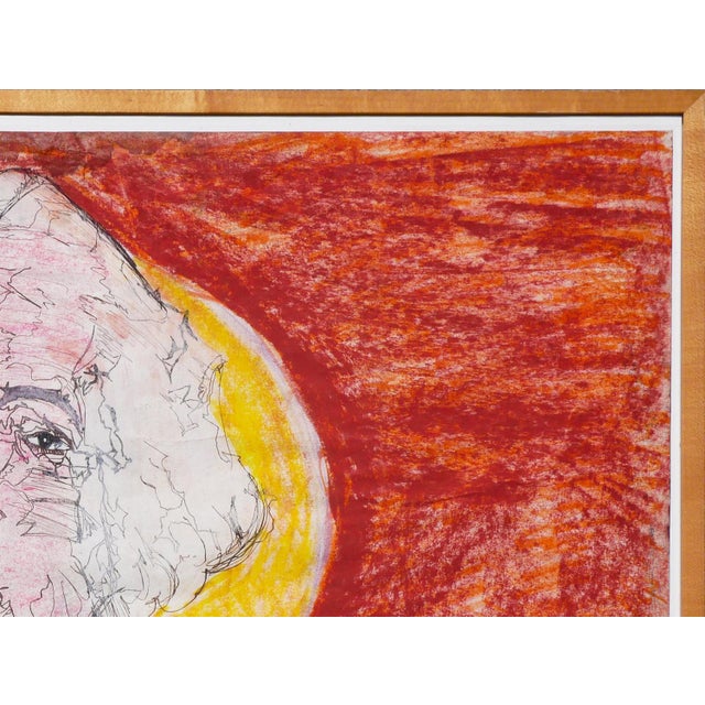 Paper Ike E. Morgan “Untitled” Orange, Blue & Yellow Abstract Portrait of George Washington, 1990s For Sale - Image 7 of 12