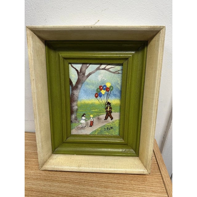 1970s 1970s 2 Vintage J. Polk Enamel on Copper Framed Impressionist Paintings For Sale - Image 5 of 8