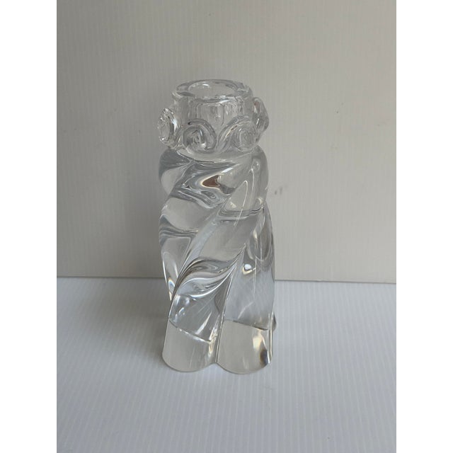 Glass Baccarat "Aladdin" Pattern Vintage Signed 6.25"h Single Light Art Deco Candlestick Made in France For Sale - Image 7 of 16