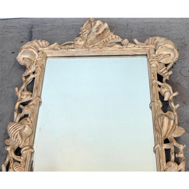 Italian Hand-Carved Grotto Shell & Coral Reef Mirror with Beveled Glass For Sale - Image 15 of 18