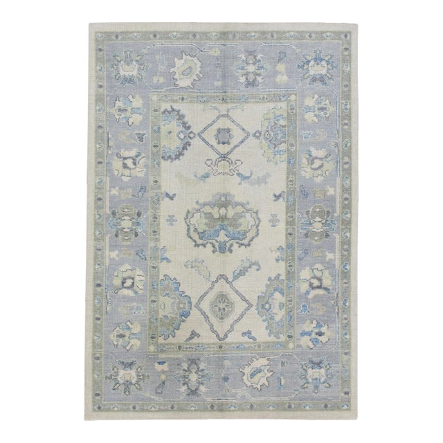Handmade Modern Turkish Oushak Rug 4'10" X 7' For Sale