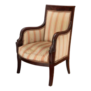 Gone With the Wind Set Early 19th Century French Empire Mahogany Bergères Aux Dauphins Fauteuil Armchair After Bellange