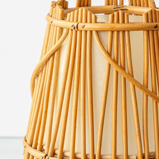1960s Vintage French Riviera Rattan Table Lamps in the Style of Louis Sognot, 1960s, Set of 2 For Sale - Image 5 of 12