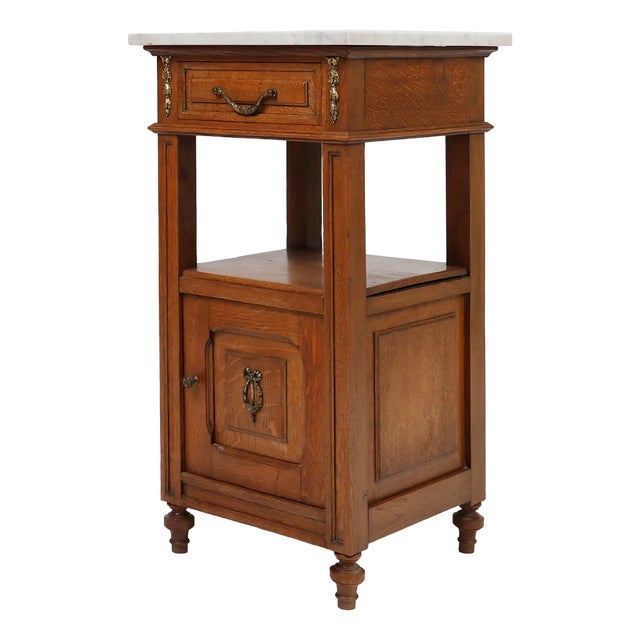 Art Deco Nightstand with Carrara Marble Top, France, 1910s For Sale