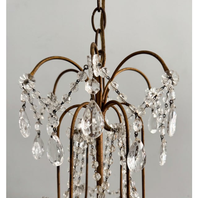 Shabby Chic Vintage Italian Crystal Beaded Chandelier For Sale - Image 3 of 6