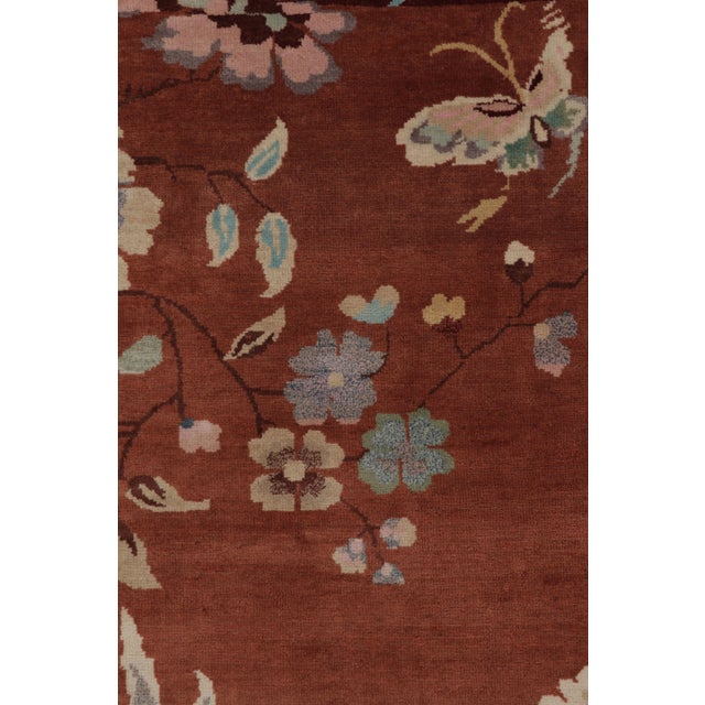 Rug & Kilim’s Chinese Art Deco Inspired Rug, Rust With Florals and Figurals For Sale In New York - Image 6 of 8