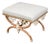 English Chinese Chippendale Style Faux Bamboo Stool with New Upholstery For Sale