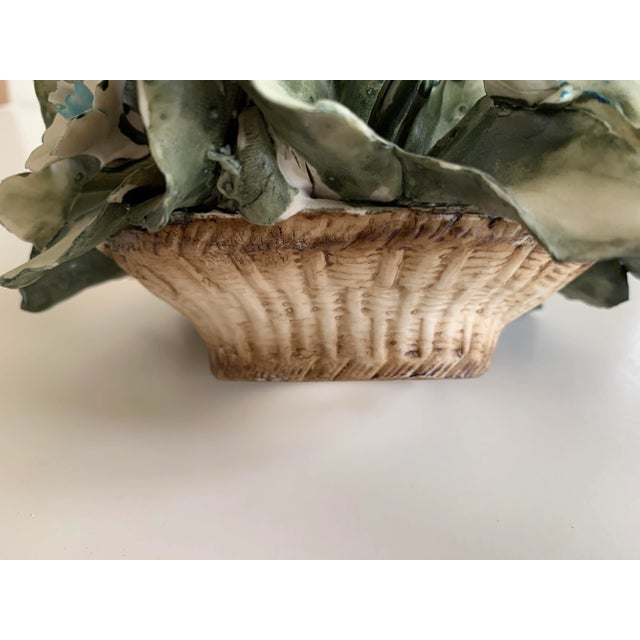 Italian Porcelain Basket Bouquet of Flowers For Sale - Image 9 of 12