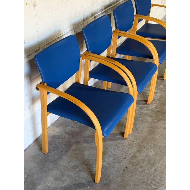 Nr. Søby Møbelpolstring Blue Upholstered Armchairs Set of 4 Danish Mid-Century Modern 1980s For Sale - Image 4 of 14