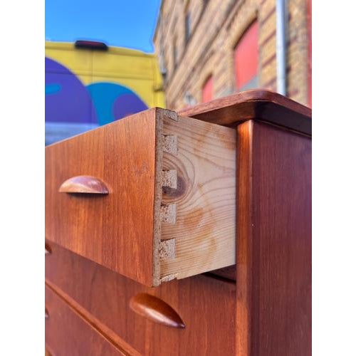 Small Danish Chest of Drawers with Shell Handles and Lock For Sale - Image 10 of 11