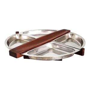Mid 20th Century Arthur Salm Teak Wood and Stainless Steel Appetizer and Condiment Lazy Susan