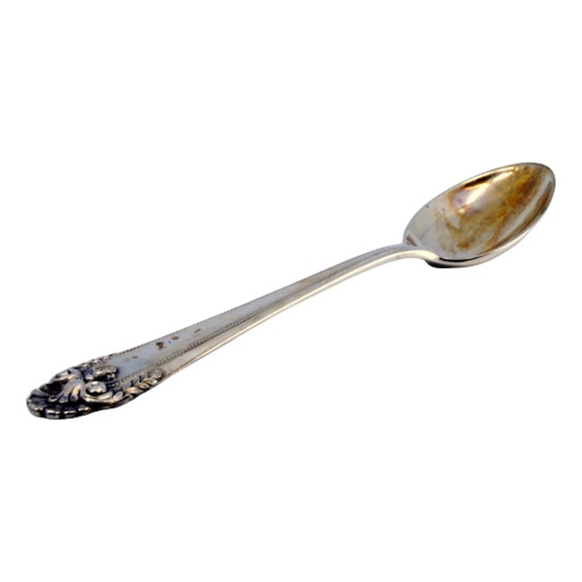 Silver Rice and Serving Spoon with Strips and Shell on the Handle For Sale