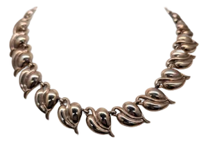 Vintage 1938 Signed Crown Trifari Alfred Philippe Goldtone Leaf Link Collar Necklace