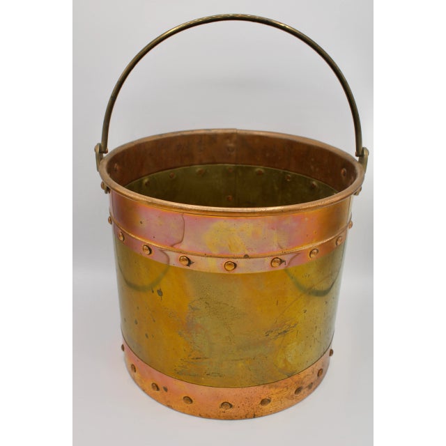 Traditional Antique Traditional Brass and Copper Bucket For Sale - Image 3 of 12