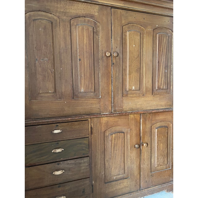 Massive antique country maids cabinet or pantry. This stunning two piece pantry was used in a country house in england...