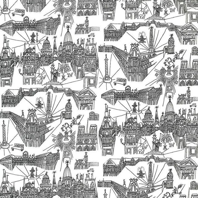Contemporary Sample - Schumacher Views Of Paris Fabric in Black on White For Sale - Image 3 of 3