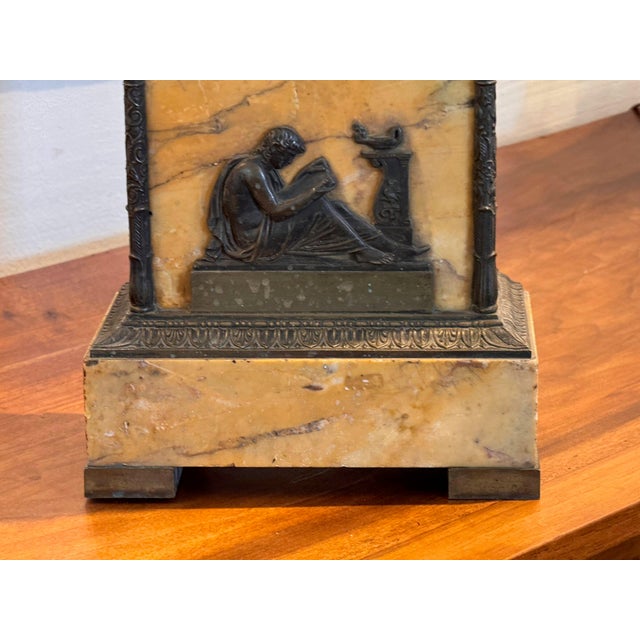 French 19th Century French Mantel Clock With Zodiac Dial and Reading Figure For Sale - Image 3 of 11