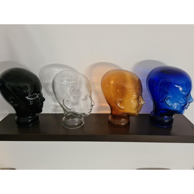 Glass Tinted Glass Display Heads, 1970s, Set of 4 For Sale - Image 7 of 13